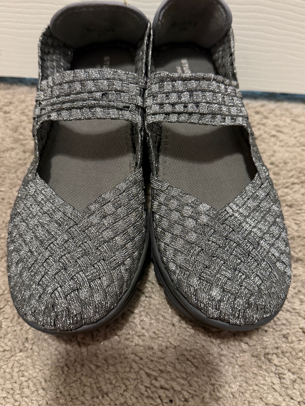Women’s Silver Metallic Mary Jane Comfort Flats